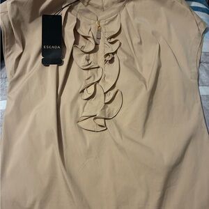 Escada Women's Beige Ruffle Blouse